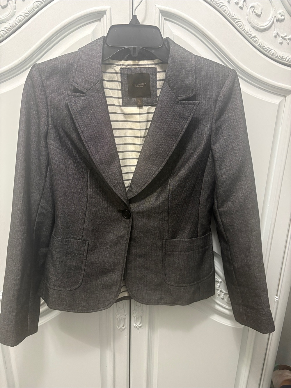 The Limited Charcoal Gray Tailored Single-Button Blazer - XS